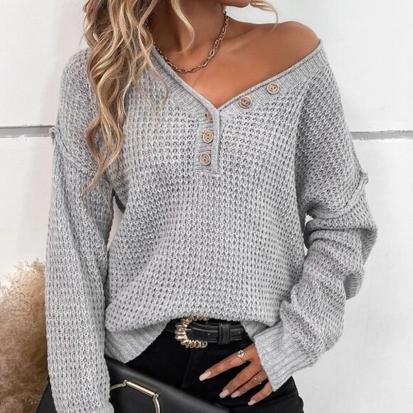 Grey Casual Womens Sweater - Picture 4 of 5